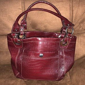 Nine West Dark Red Gator Print Handbag
